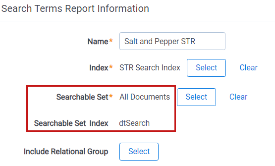 Searchable Set Showing Saved Search Index