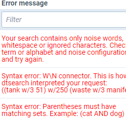 Example of a STR syntax error message