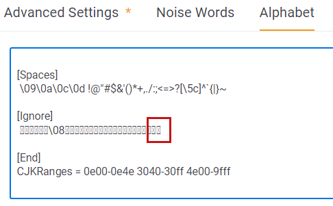 The ignore settings on the alphabet file after you delete the percent symbol.