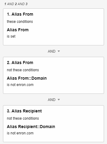 The search conditions card with three conditions.