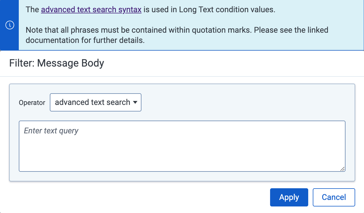 Sample of Long text dialog using Message Body short message field.