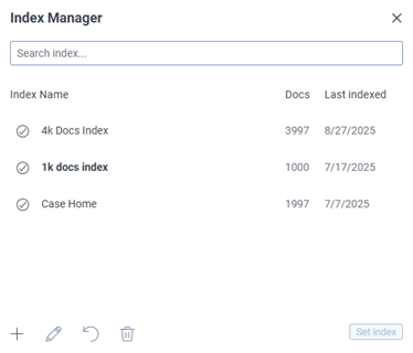 Index manager panel