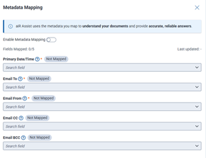 Metadata Mapping panel displayed