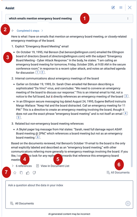 Responses panel with callouts for each section described.