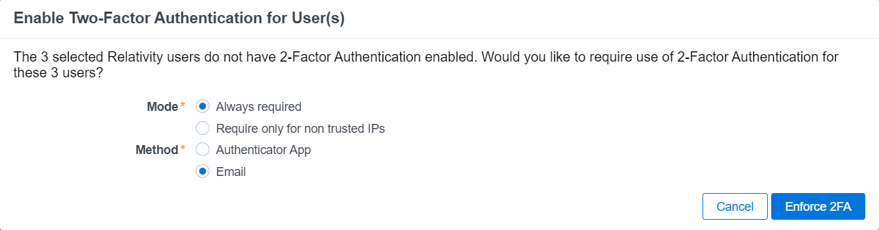 Enforce two-factor authentication