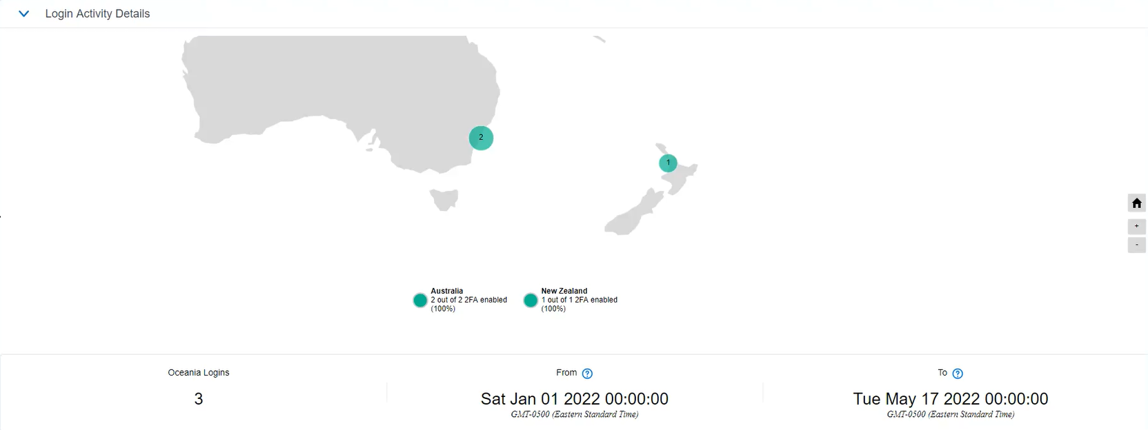 Login map showing a geographical area