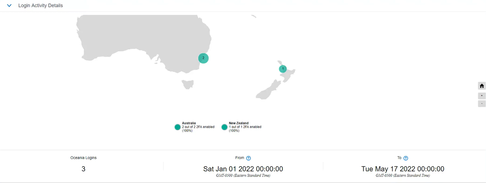 Login map showing a country