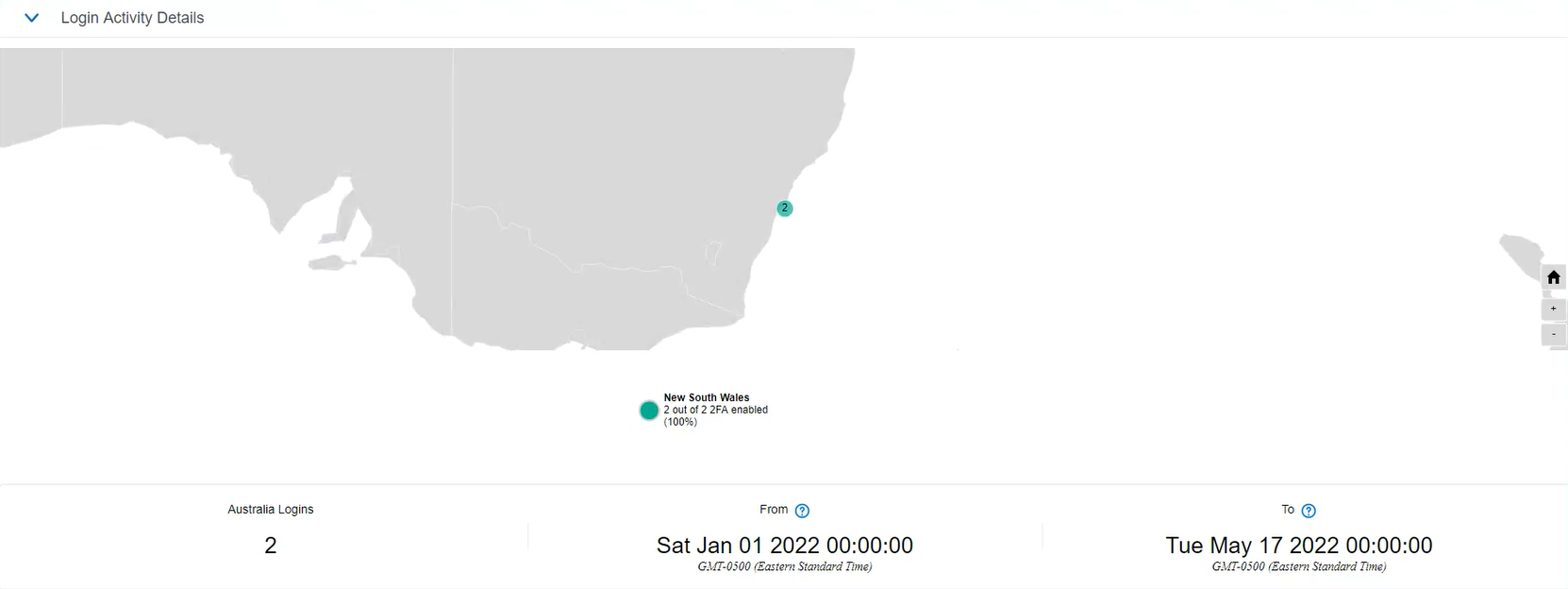 Login map showing a state or province