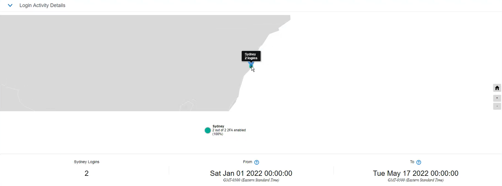 Login map showing a city