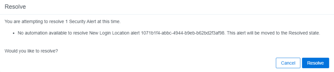 No Automated Workflow window for alert state