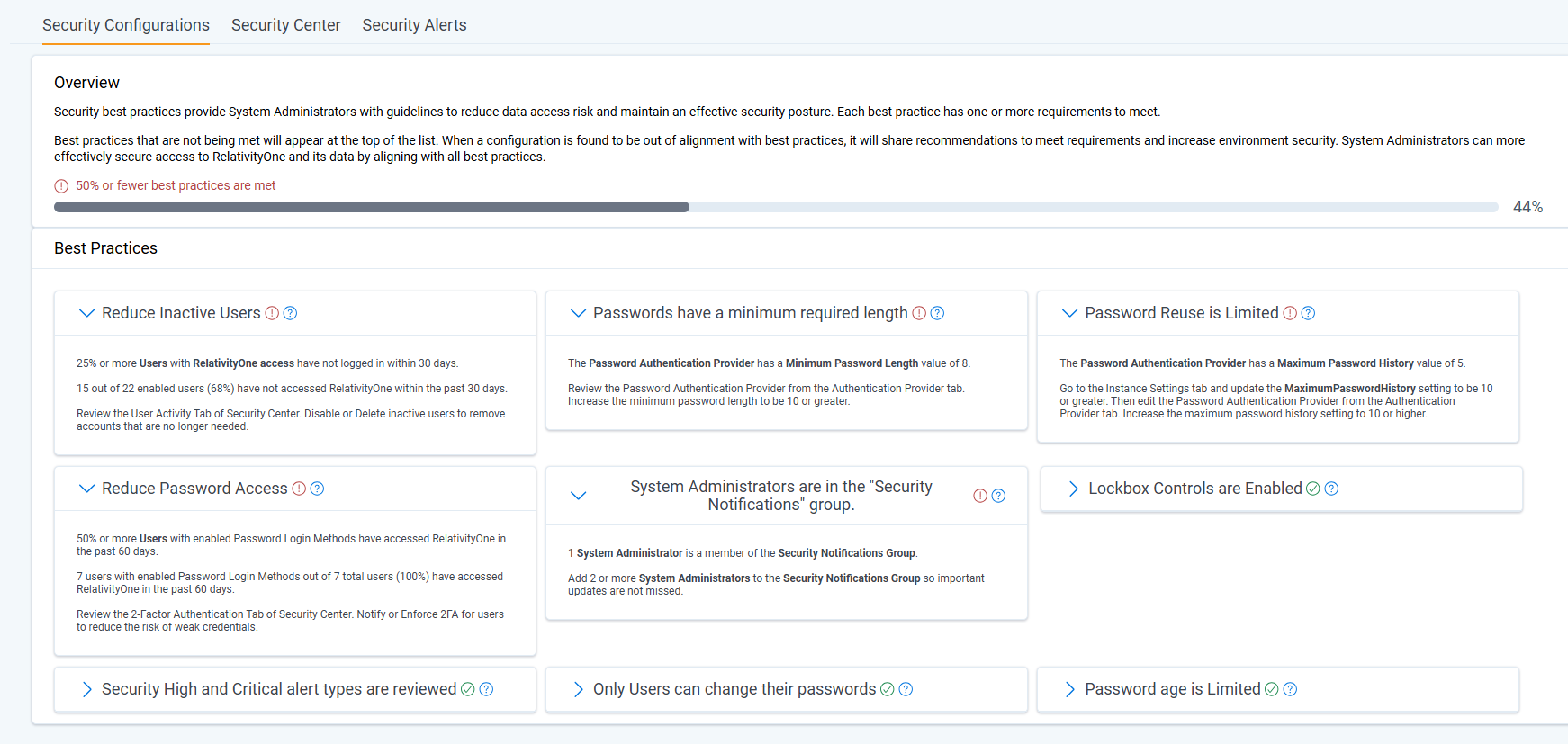 Security Configurations tab