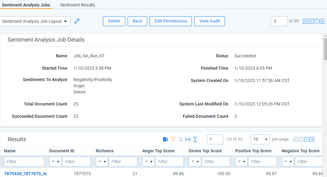 Sentiment analysis job details