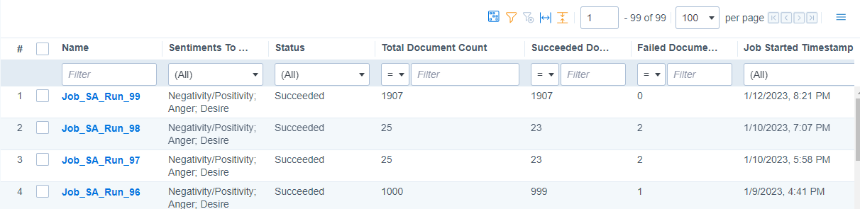 Sentiment analysis jobs tab
