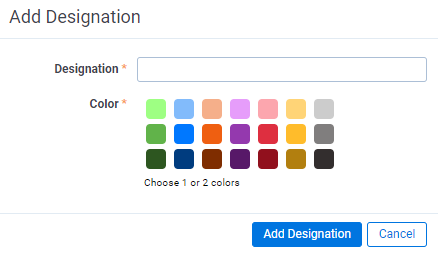 Add Designation modal