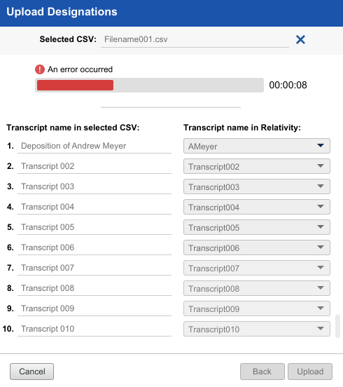 Upload designation 