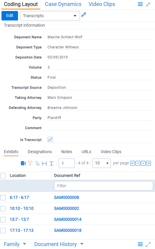 The Coding Layout section with a Transcripts layout selected.