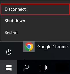 Disconnect option in start menu