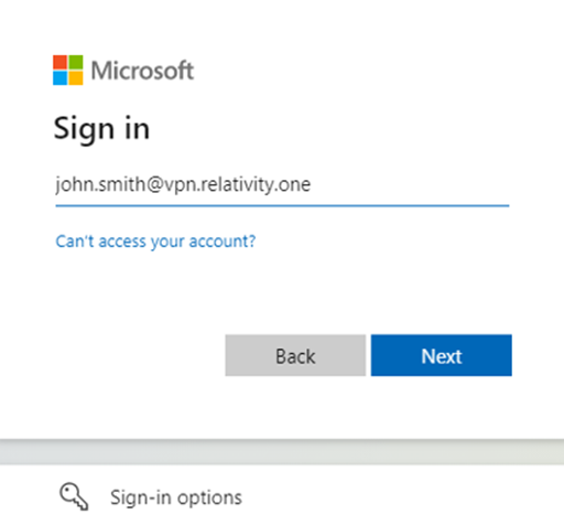 Microsoft credentials for sign in