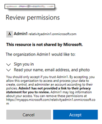 Review permissions screen