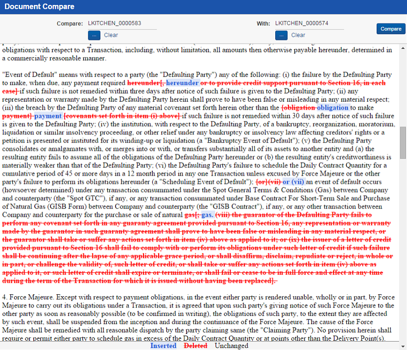Compared text