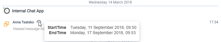 An example of a history event and the respective modal.