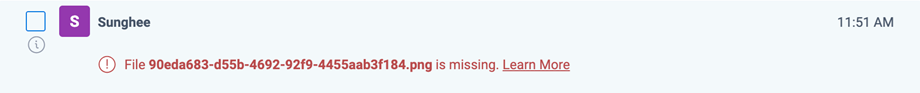 An attachment with an error in the Short Message Viewer.