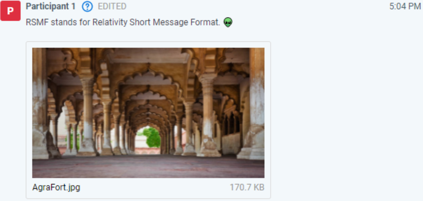 A message sent by Participant 1 in the Short Message Viewer.