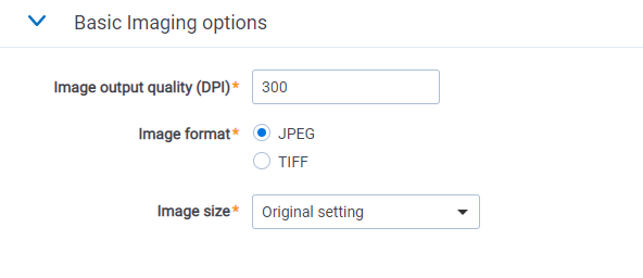 The Basic Imaging options section