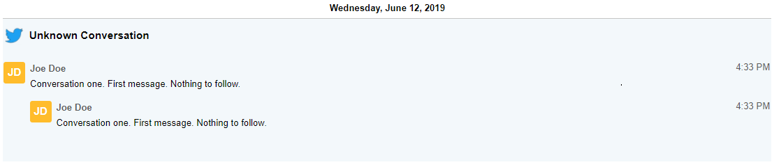 An example of an Unknown Conversation in the Short Message Viewer.