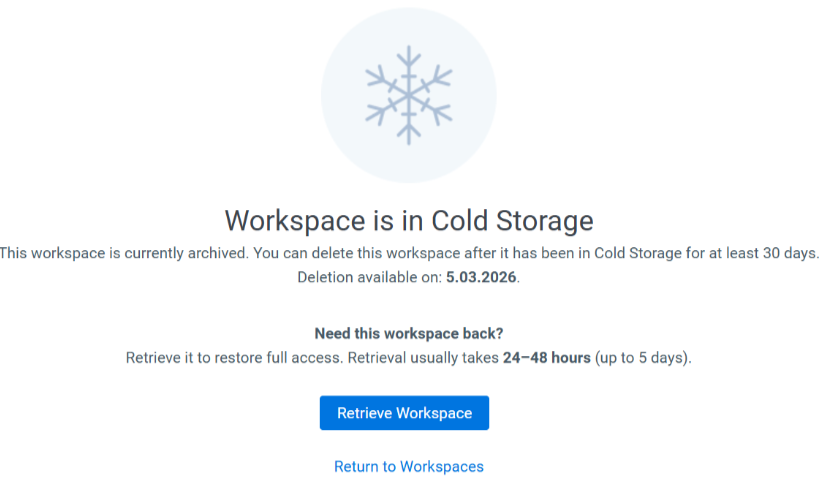 Cold storage confirmation notice.