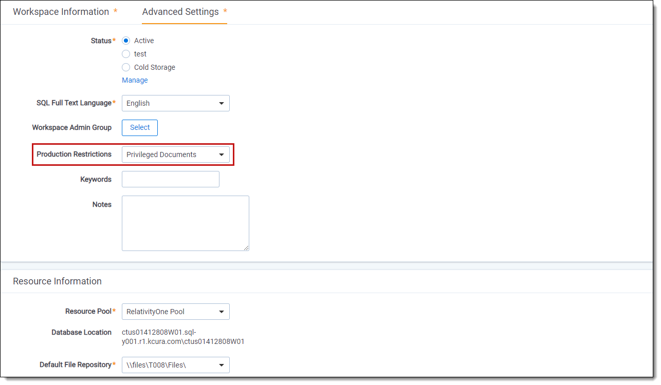 Production restrictions drop-down