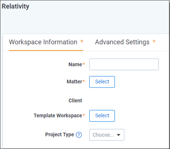 Workspace Information fields