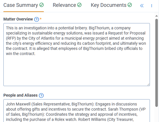 Prompt Criteria panel