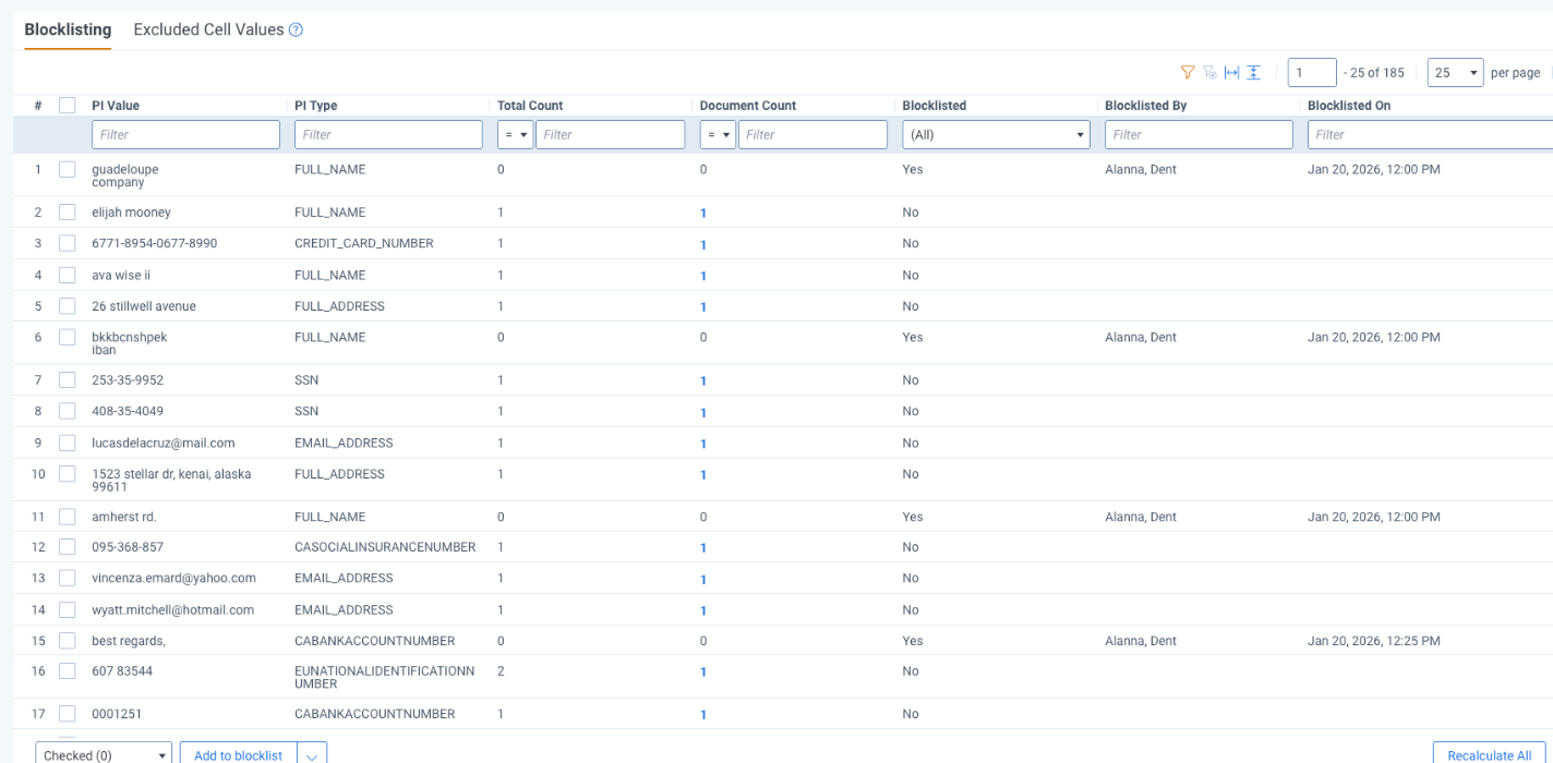 An image of the Blocklisting tab