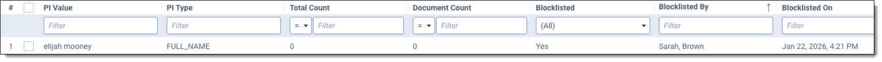 An image of updated Blocklist columns