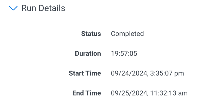 An image of Run Details