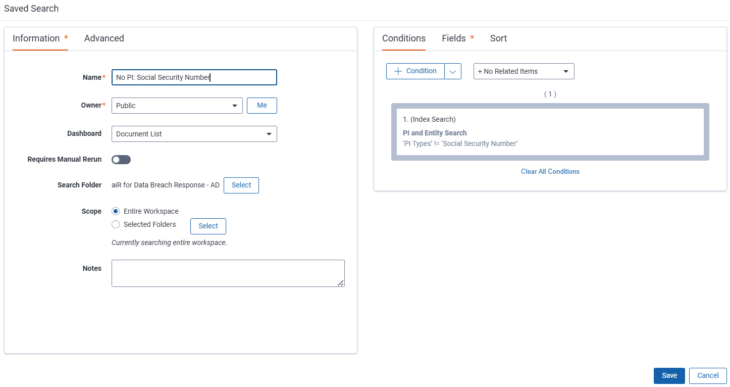 An image of a saved search being created.