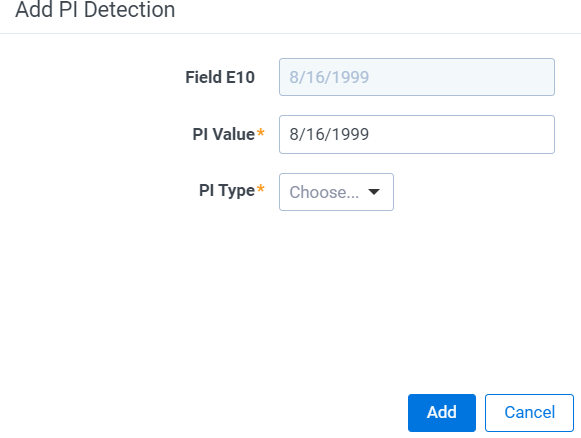 An image of the Add PI Detection window and available options