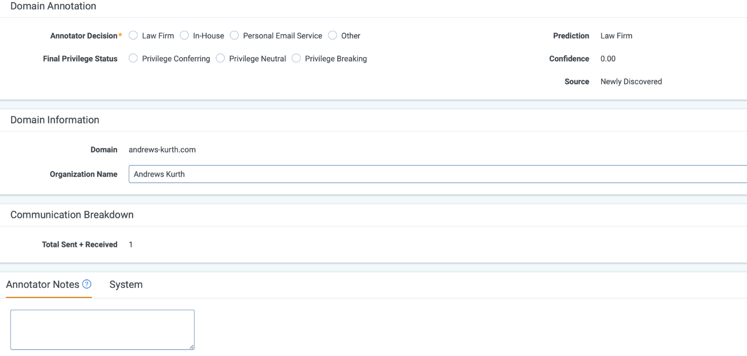 An image of Domain Annotation options