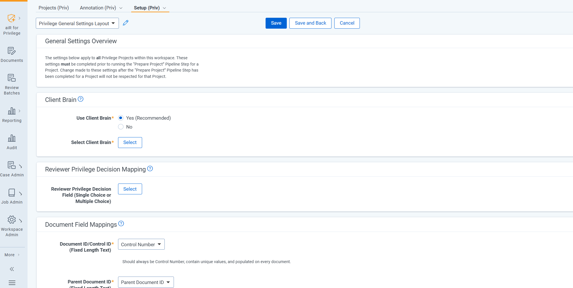 An image of the General Settings form