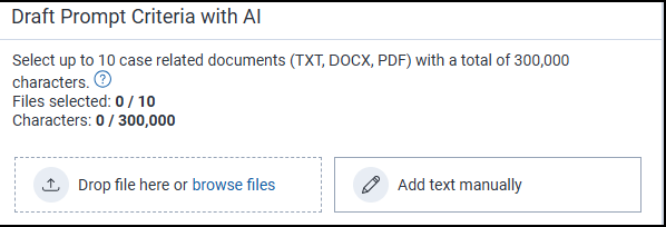 Drop file here or browse files section. Or manually add text.