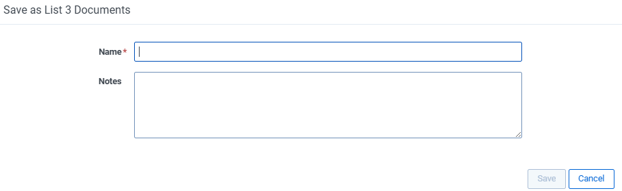Save as List dialog.