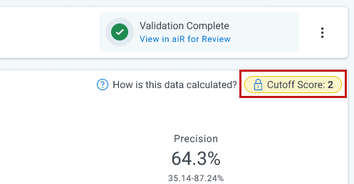 Finalized cutoff score