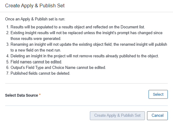 Create Apply & Publish Set dialog
