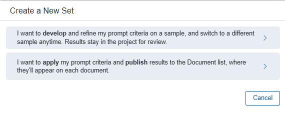 Create va New Set dialog