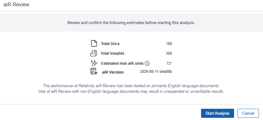 Custom analyses summary 