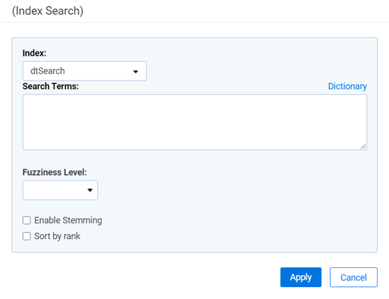 Index Search window