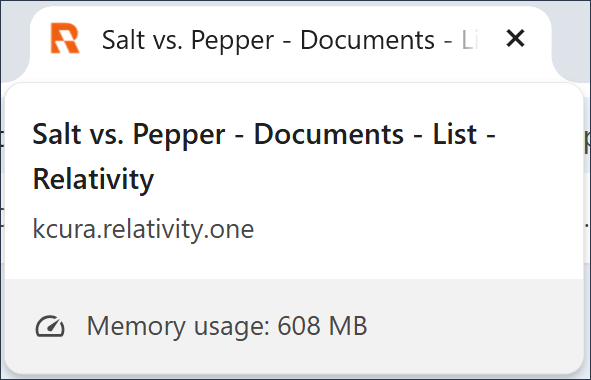 A detailed description in a browser tab displays.  In this case, the user is located on the Documents tab of the Salt vs. Pepper workspace.