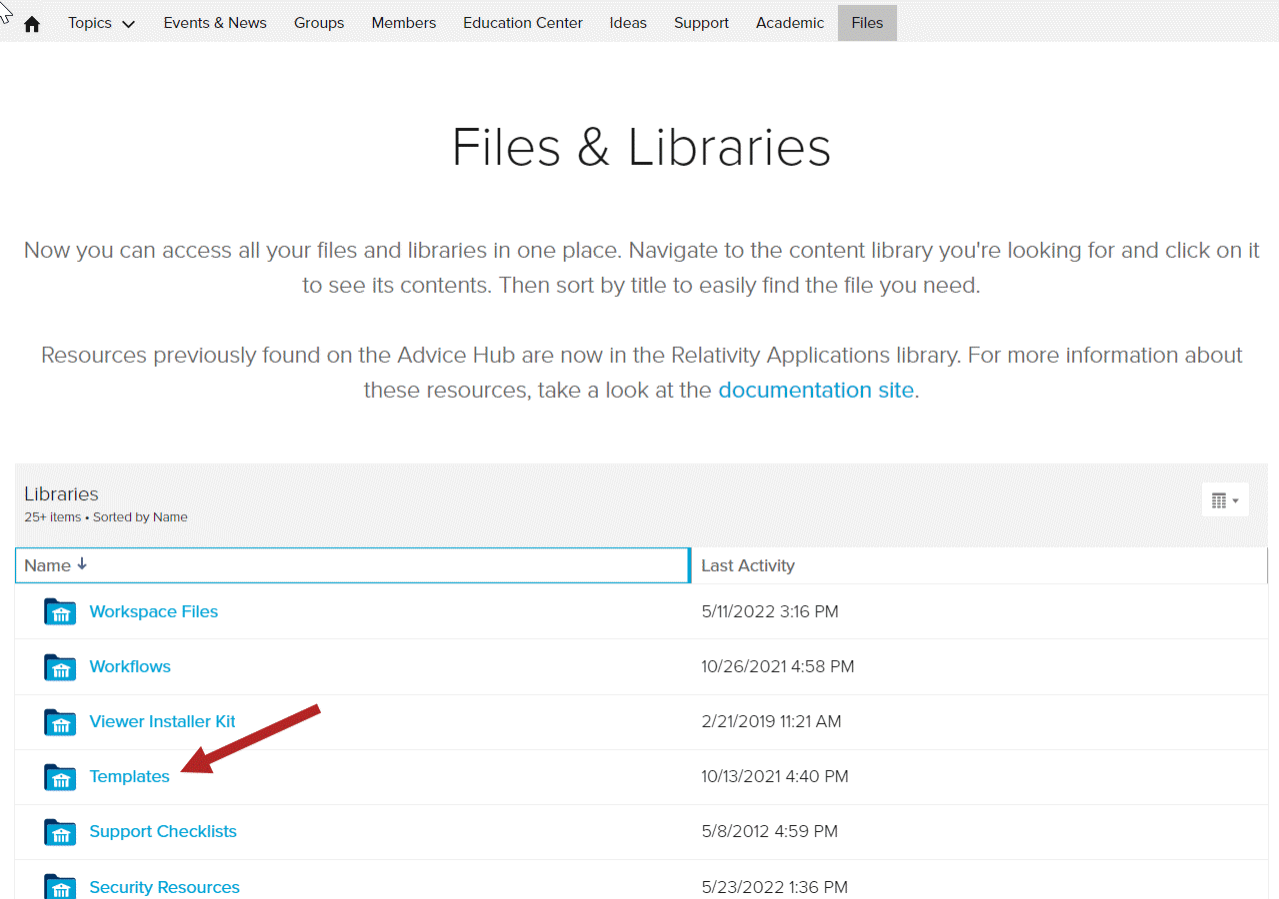 Templates folder location in Relativity Community