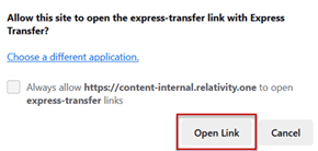 Allow this site to open Express Transfer dialog box